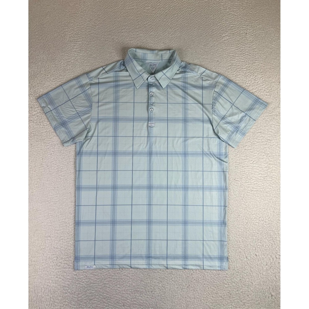 Retro Rifle Polo Shirt Mens Large Blue The Hitman Plaid Lightweight Casual